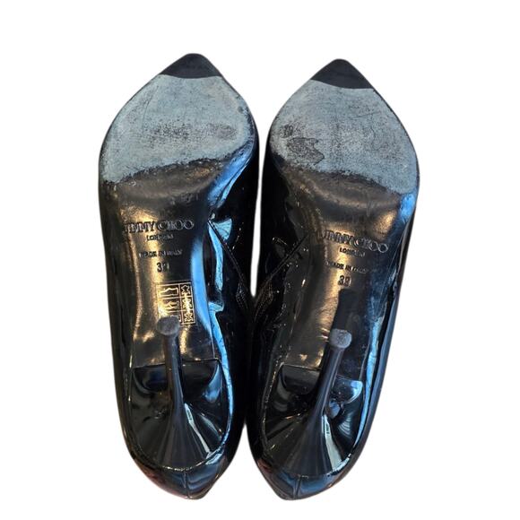 Jimmy Choo Grey Black Patent Brady Low Heel Ankle Booties Size 39 8 8.5 - Picture 7 of 8